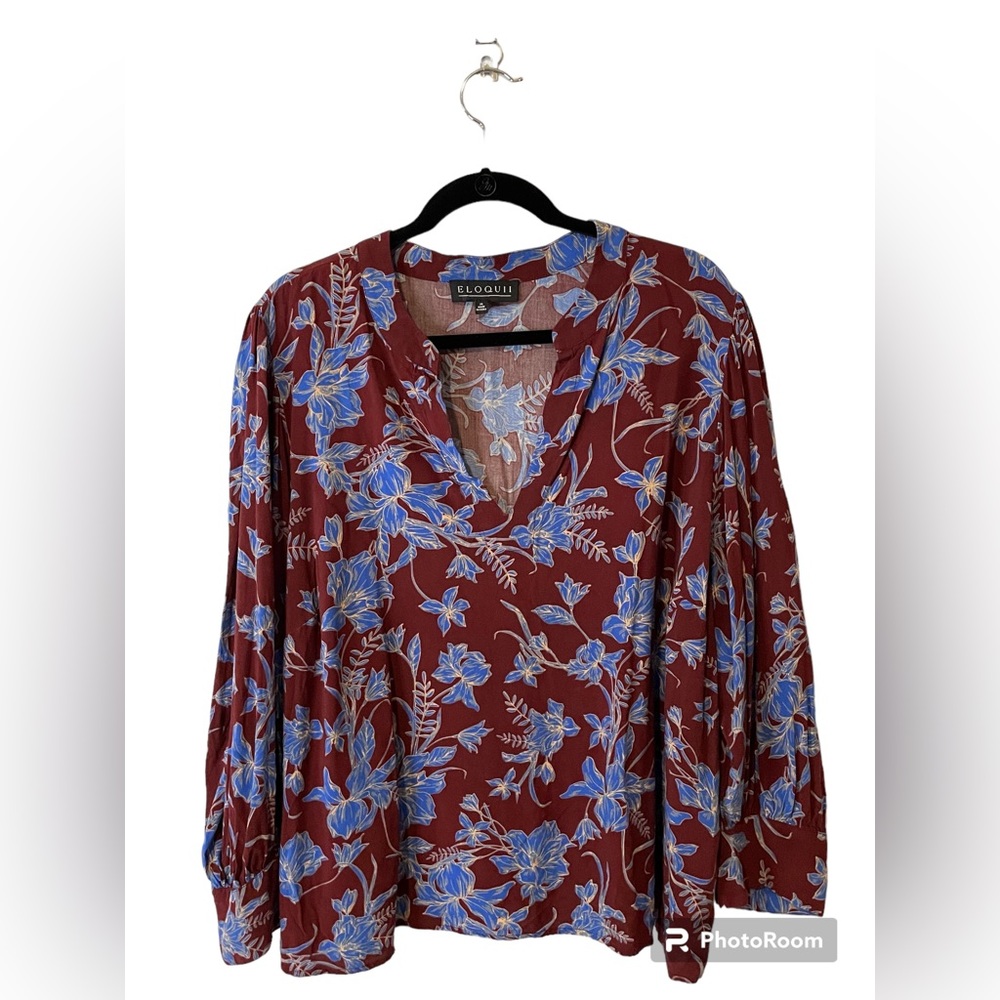 Eloquii Floral Long Sleeve Blouse Size 24